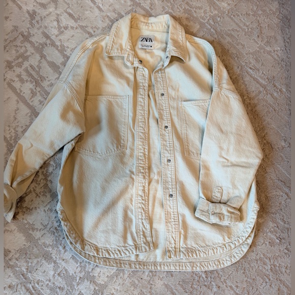 Zara Tops - Zara Oversized Cream Button-Front Jacket